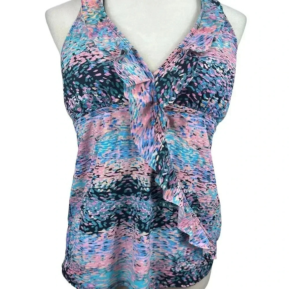 Spanx Love Your Assets by Sarah Blakely Ruffle Halter Tankini top size XL - Picture 2 of 8